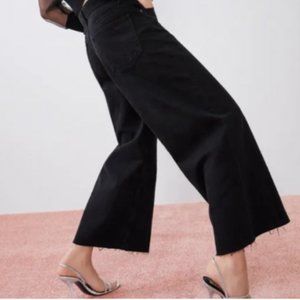 Zara Hi Rise Cropped Culotte Jeans with Unfinished Hems